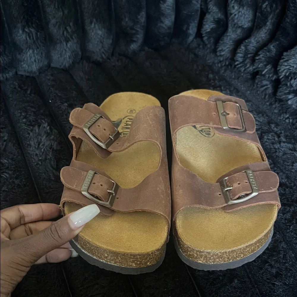 Plakton Brown Leather Sandals - Picture 4 of 5